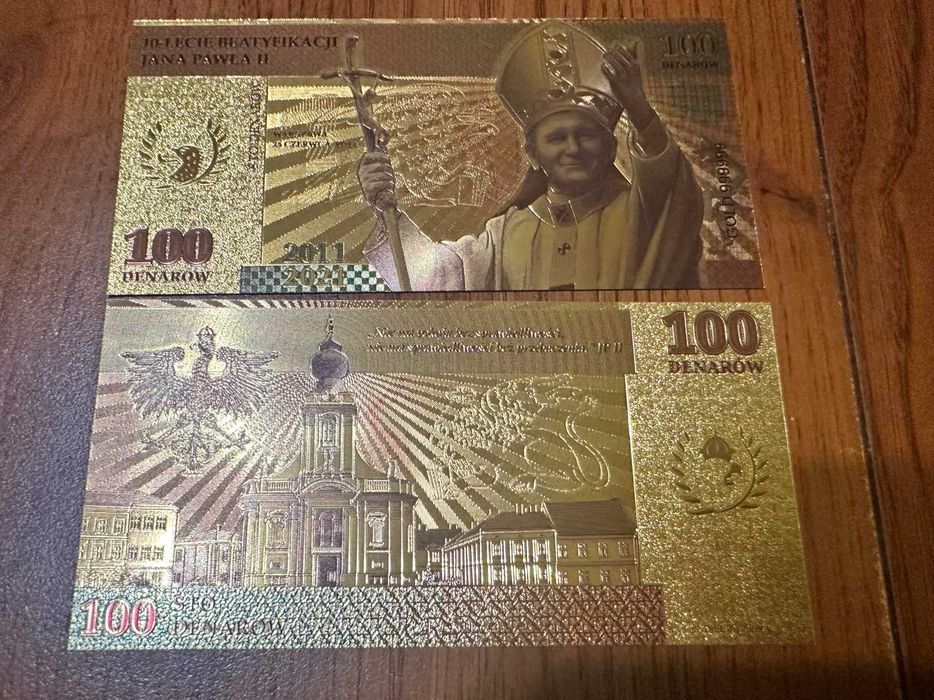 100 denarów - banknot złocony - 10-lecie beatyfikacji Jan Paweł II