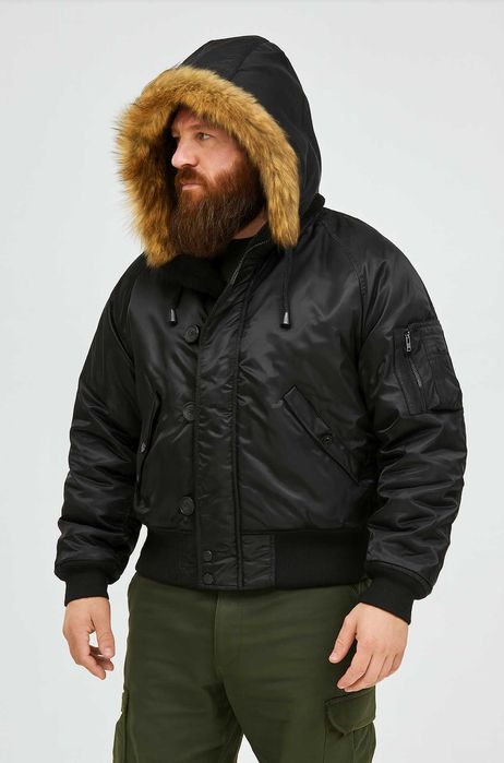 Тепла зимова куртка Аляска бомбер три кольори чорна синя олива