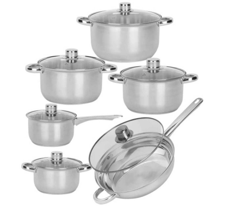 KOMPLET GARNKÓW 12e Zestaw GARNKI Patelnia tw191