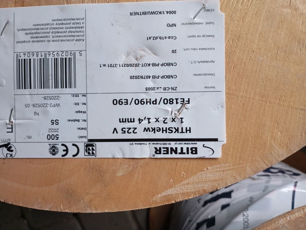 Kabel przewód ognioodporny czerwony 1x2x1.0/1.4/1.8