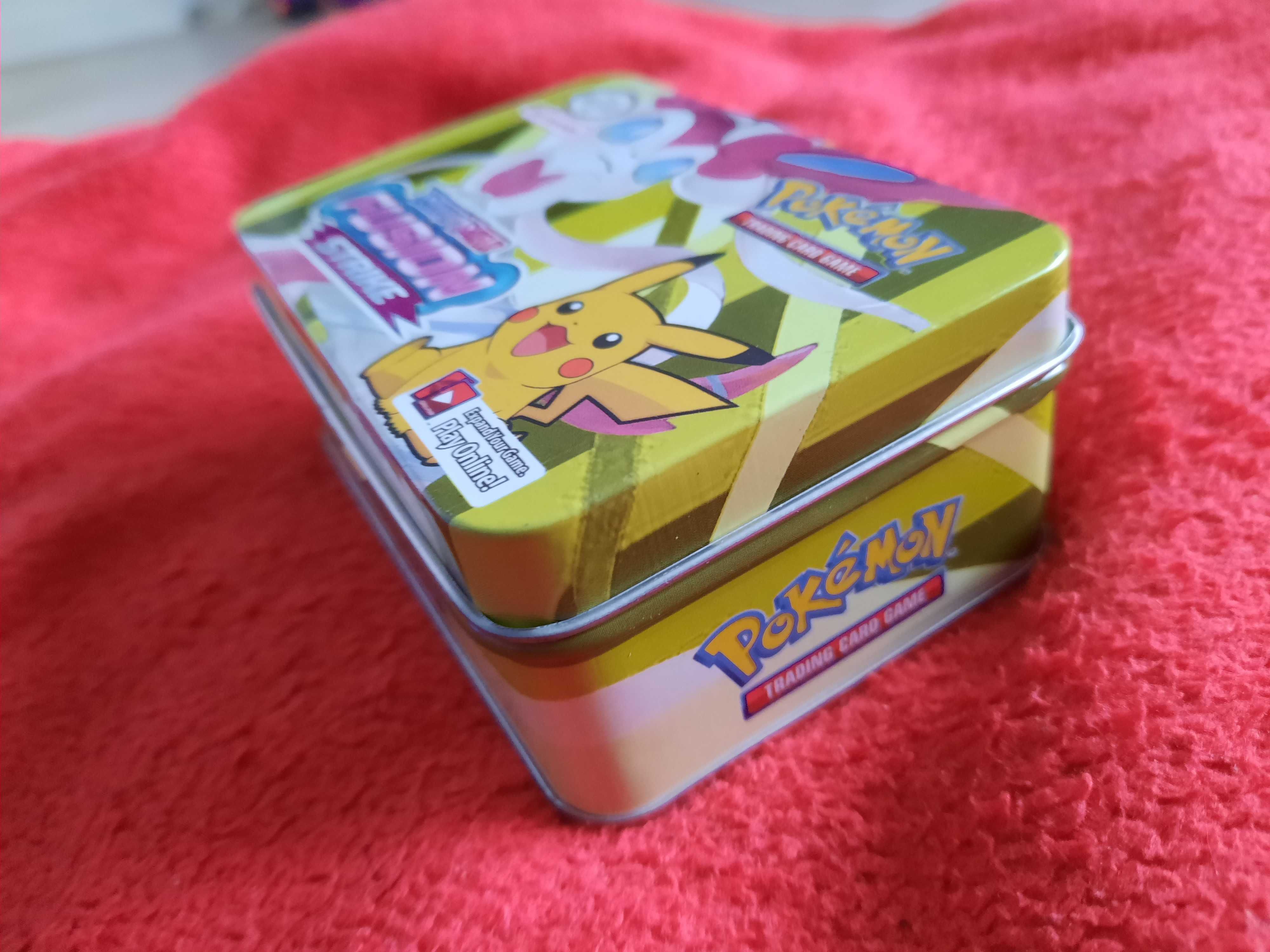 Karty pokemon 25szt + puszka na karty