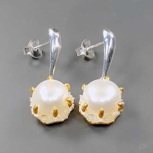 Серьги из серебра 925 пробы с натуральным не облагороженным жемчугом