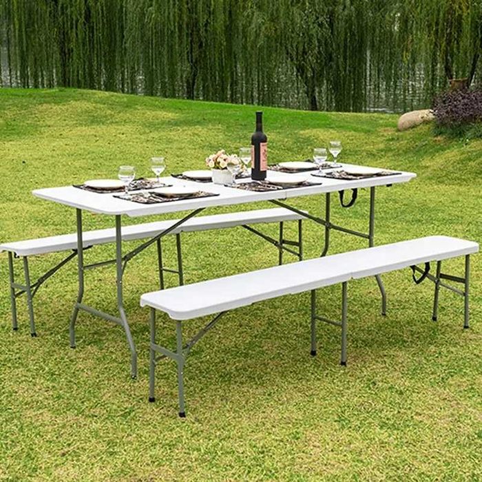 Стіл садовий бенкетний туристичний + 2 лавки 1.8м