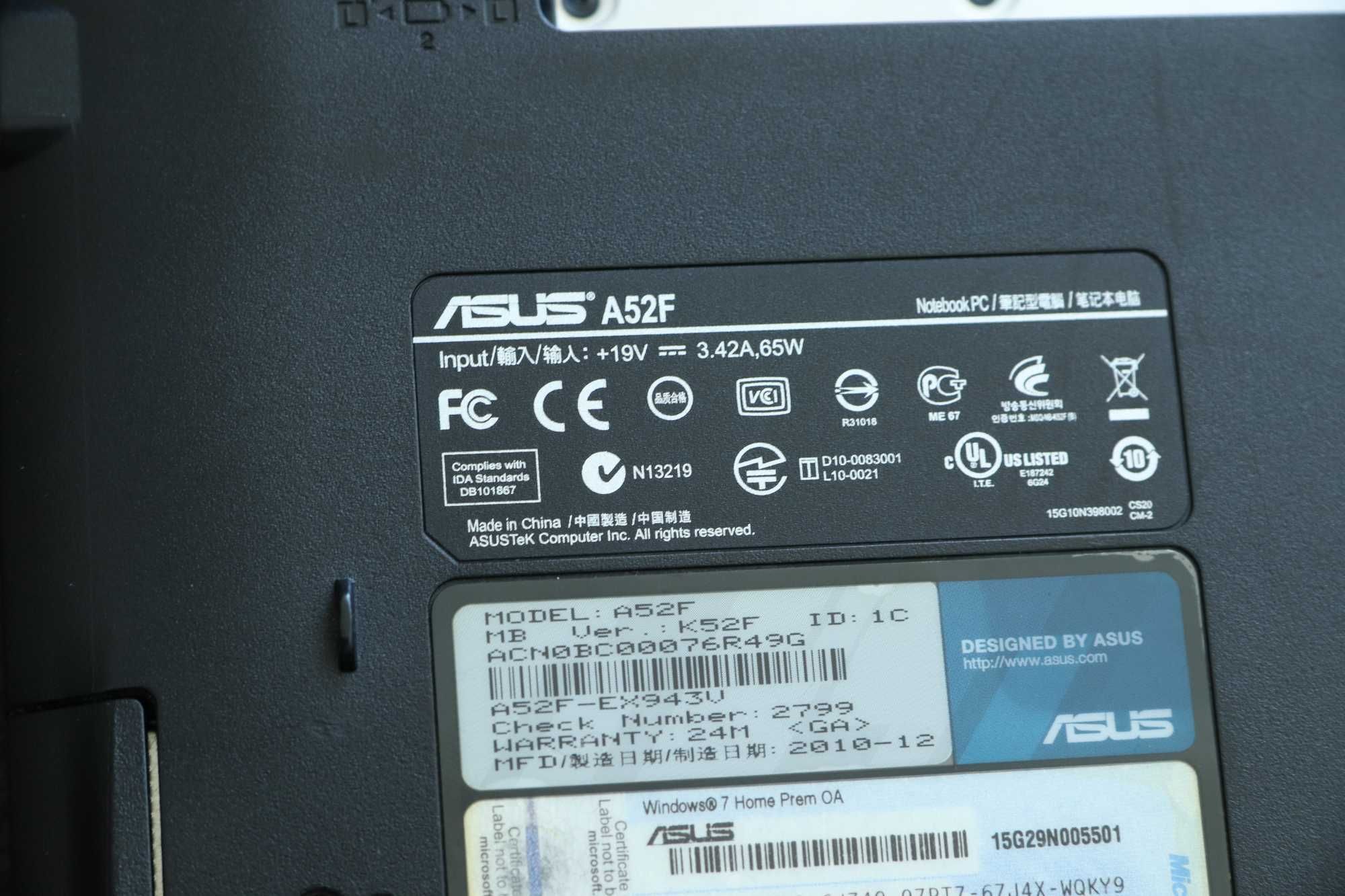 Laptop Asus A52F,procesor i3, 5GB ram, Windows10, B.D.Stan