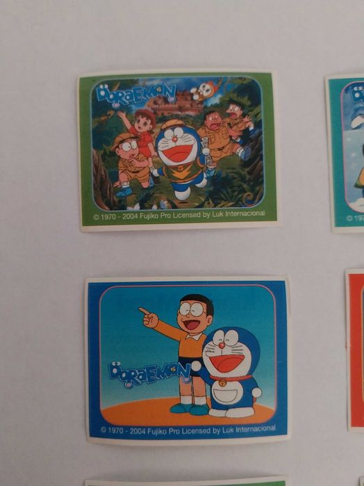 Lote, conjunto de 6 cromos autocolantes Doraemon, kinder maxi