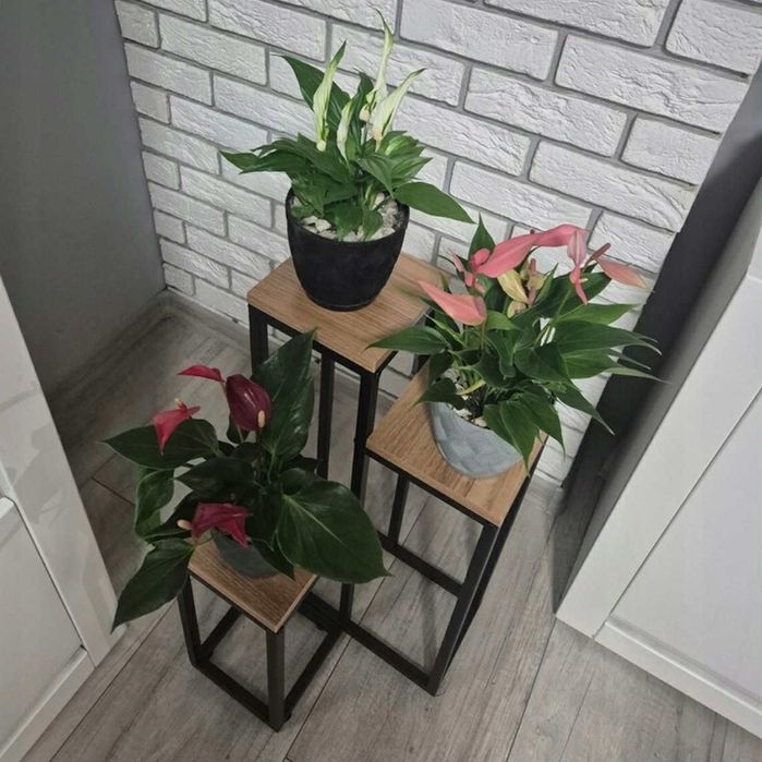 Kwietnik Stojący Stojak na Kwiaty Kwiatki Rośliny Metalowy Loft 3 Pozi