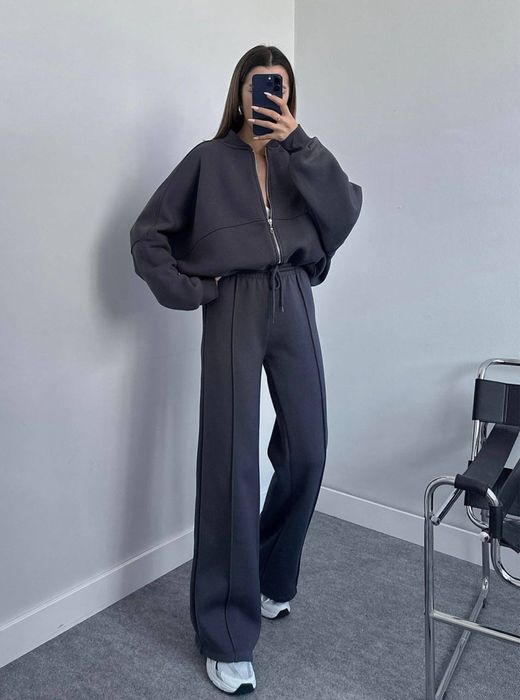 Женский костюм в стиле Зара 42-48 черный,графит Жіночий костюм гарний