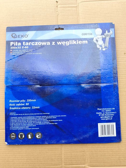 Piła tarczowa do DREWNA z węglikiem GEKO 350x32 Z-60 Nowa!