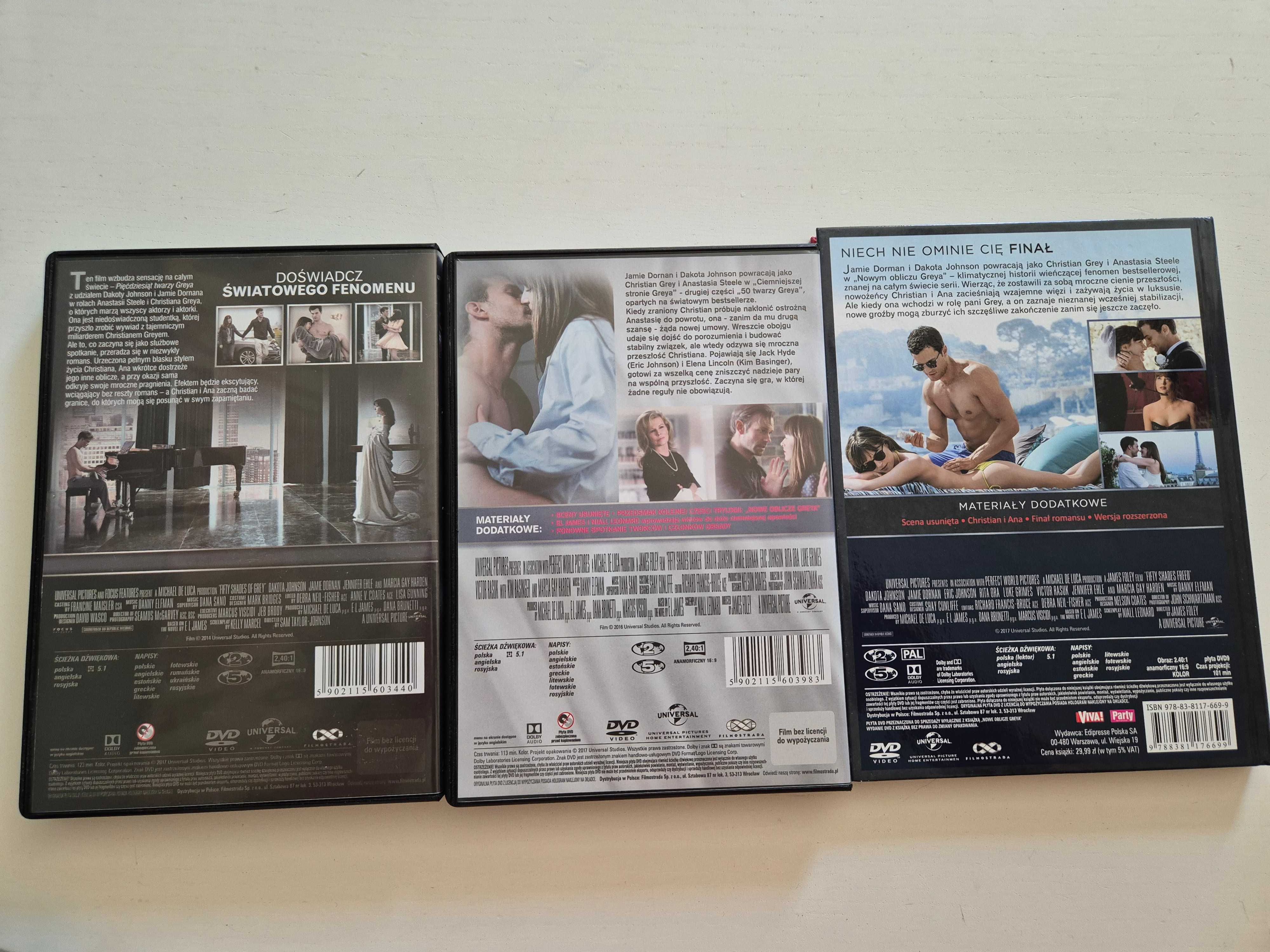 Film DVD 50 Pięćdziesiąt Twarzy Greya trylogia 50zł/zestaw