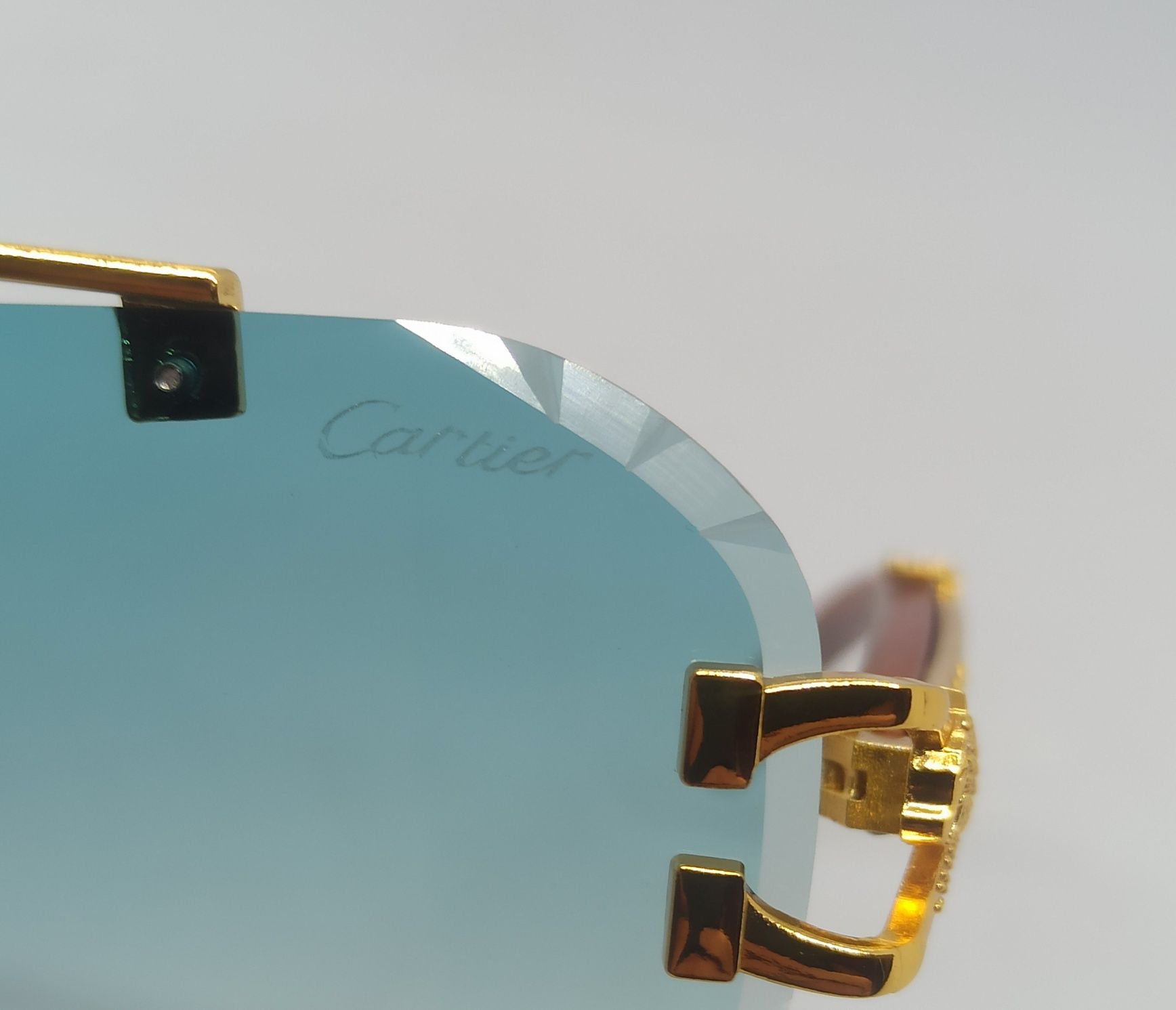 Cartier модные женские очки  голубой градиент безоправные в золоте