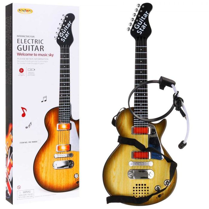 Elektryczna Gitara dla dzieci 3+ imitacja drewna ZMU.HK-9080B.WOOD