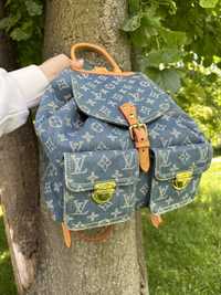 Оригинальный рюкзак Louis Vuitton, номерной, кожа + деним
