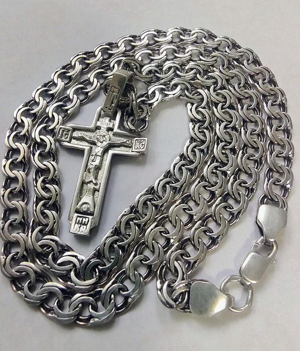 Срібний ланцюжок з хрестиком 925 проби, 28.56 грам.