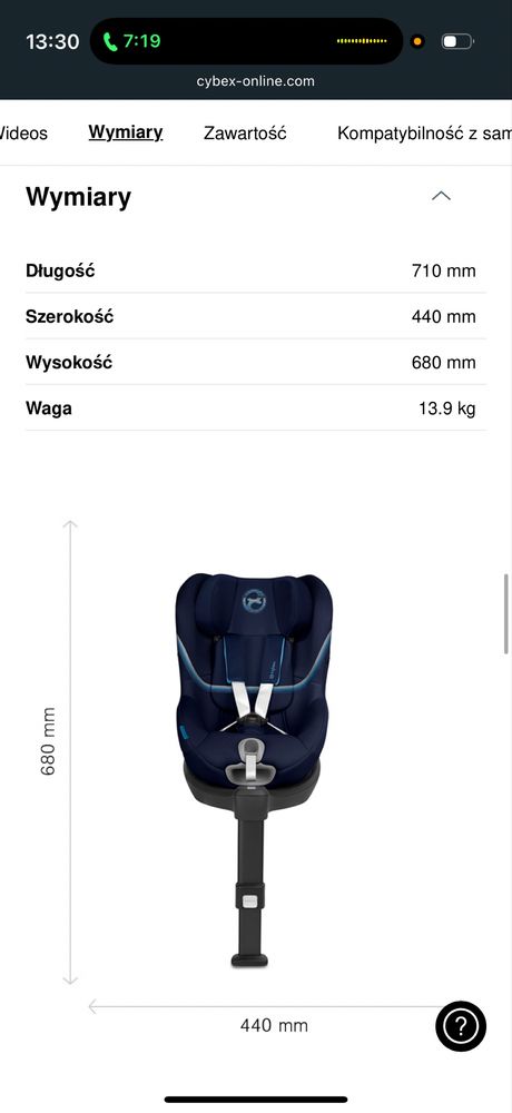 Cybex Sirona S2 i-size fotelik obrotowy z baza
