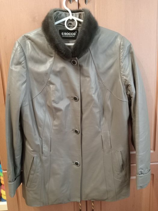 Куртка шкіряна з норковим воротніком