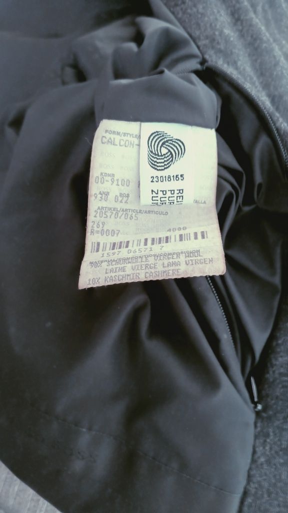 Vintage płaszcz jesionka męska na guziki Hugo Boss kaszmir i wełna 58