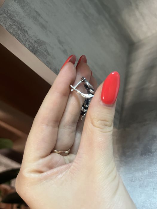 Сережки срібні, срібло, сережки змійки, змія