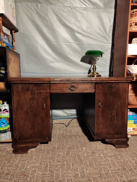 Stare drewniane biurko antyk antyczne vintage retro PRL DDR