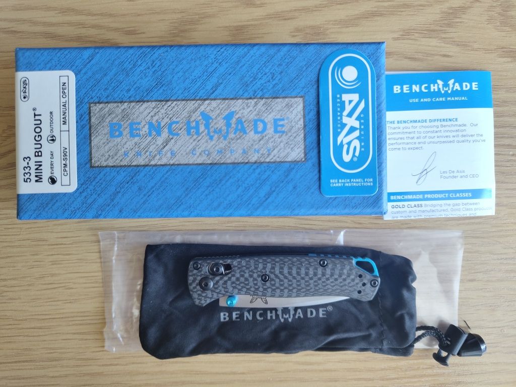 Брелок компактний EDC фолдер Benchmade 533-3 Mini Bugout Carbon Fiber