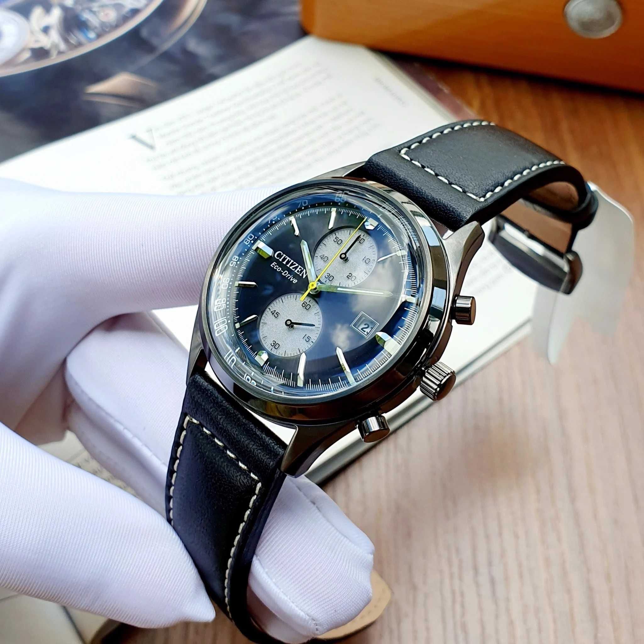 Японские мужские часы Citizen Eco-Drive CA7027-08E тахиметр, хронограф