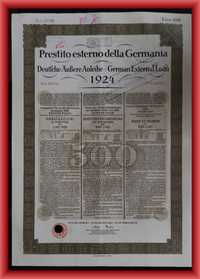 Niemiecka Pożyczka Zewnętrzna 1924r 500 lir włoskich
