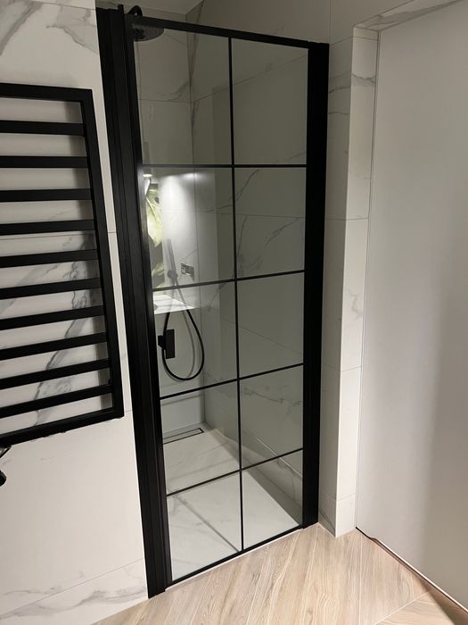 Drzwi prysznicowe loft RADAWAY 90cm prawe NES BLACK DWJ I FACTORY