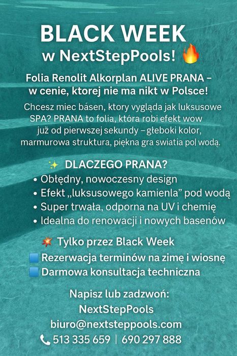 Folia basenowa Renolit ALIVE PRANA – Black Week! Rolka 41,25 m2 3199zł