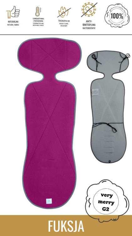 Wkładka do fotelika SIMPLE WOOL Merino Very Merry G2 RÓŻ NOWOŚĆ 2025