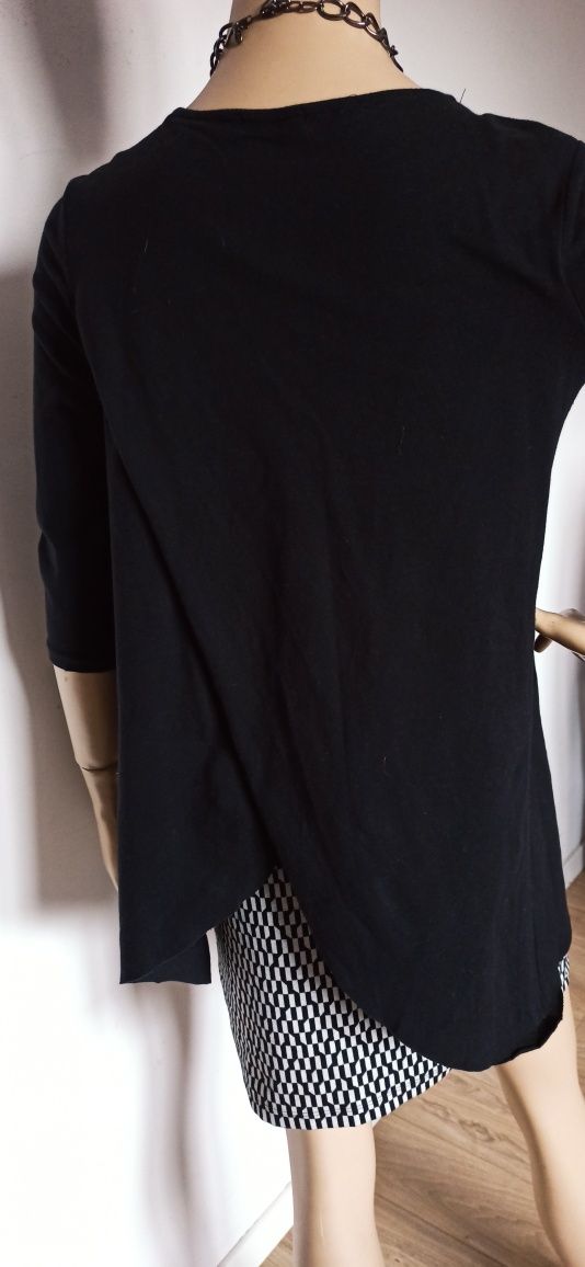 Sg Czarna tunika 36 , S bluzka damska asymetryczna  z ogonami 36 , S
