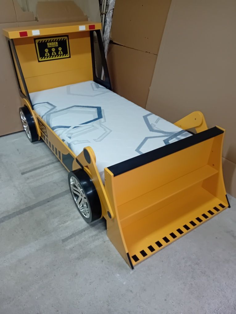 Łóżko dziecięce spychacz materac hilding 190x90 w dobrym stanie transp