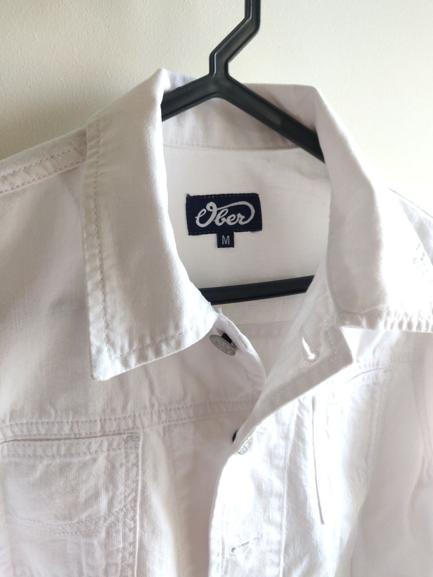 Casaco Denim Branco M 38 Mulher