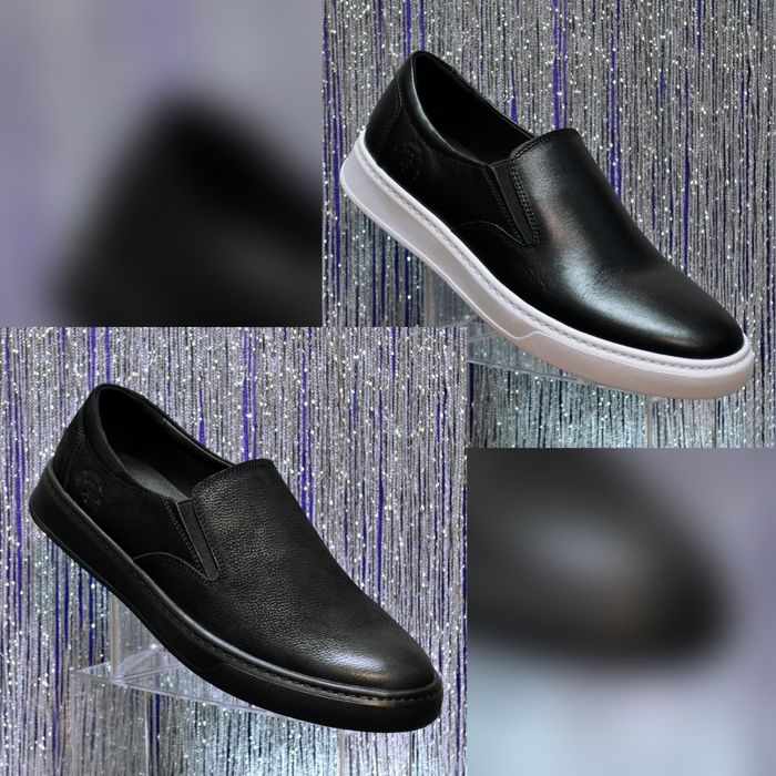 Чоловічі натуральні шкіряні сліпони чорні 40 41 42 43 44 45