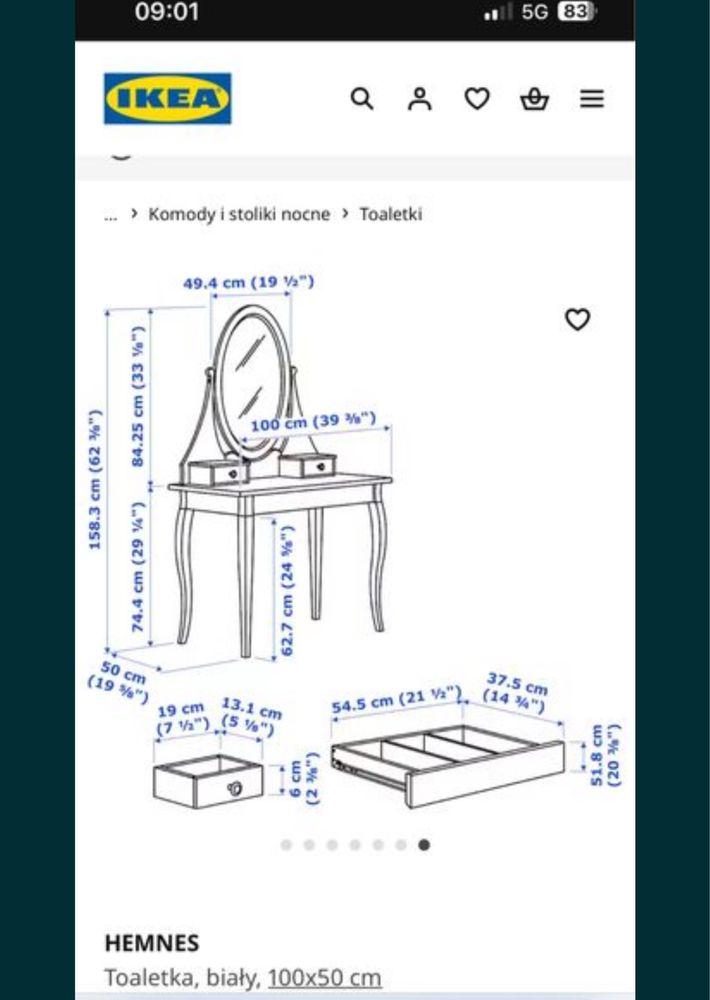 Toaletka Ikea zadbana biała