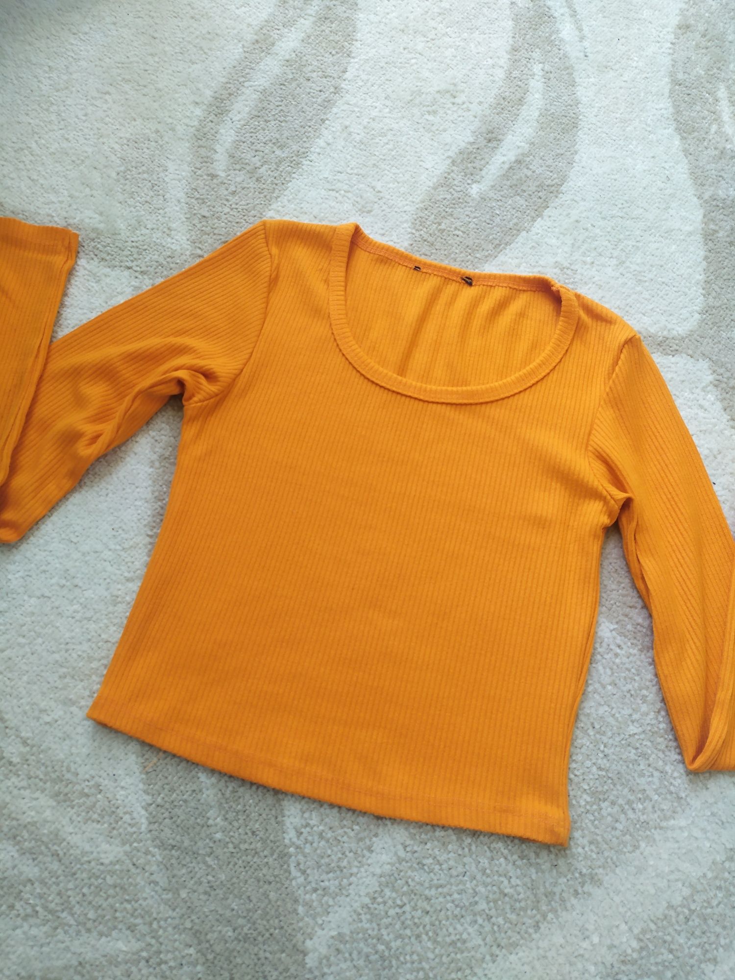 Prążkowana bluzka bluzeczka pomarańczowa S