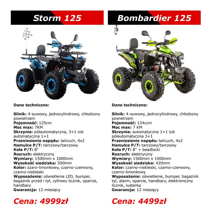 Quad dla dziecka XTR Storm Bombardier 125 ATV Raty Dostawa