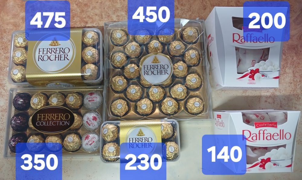 Ferrero Rocher , Ферреро роше,Raffaello Италия.