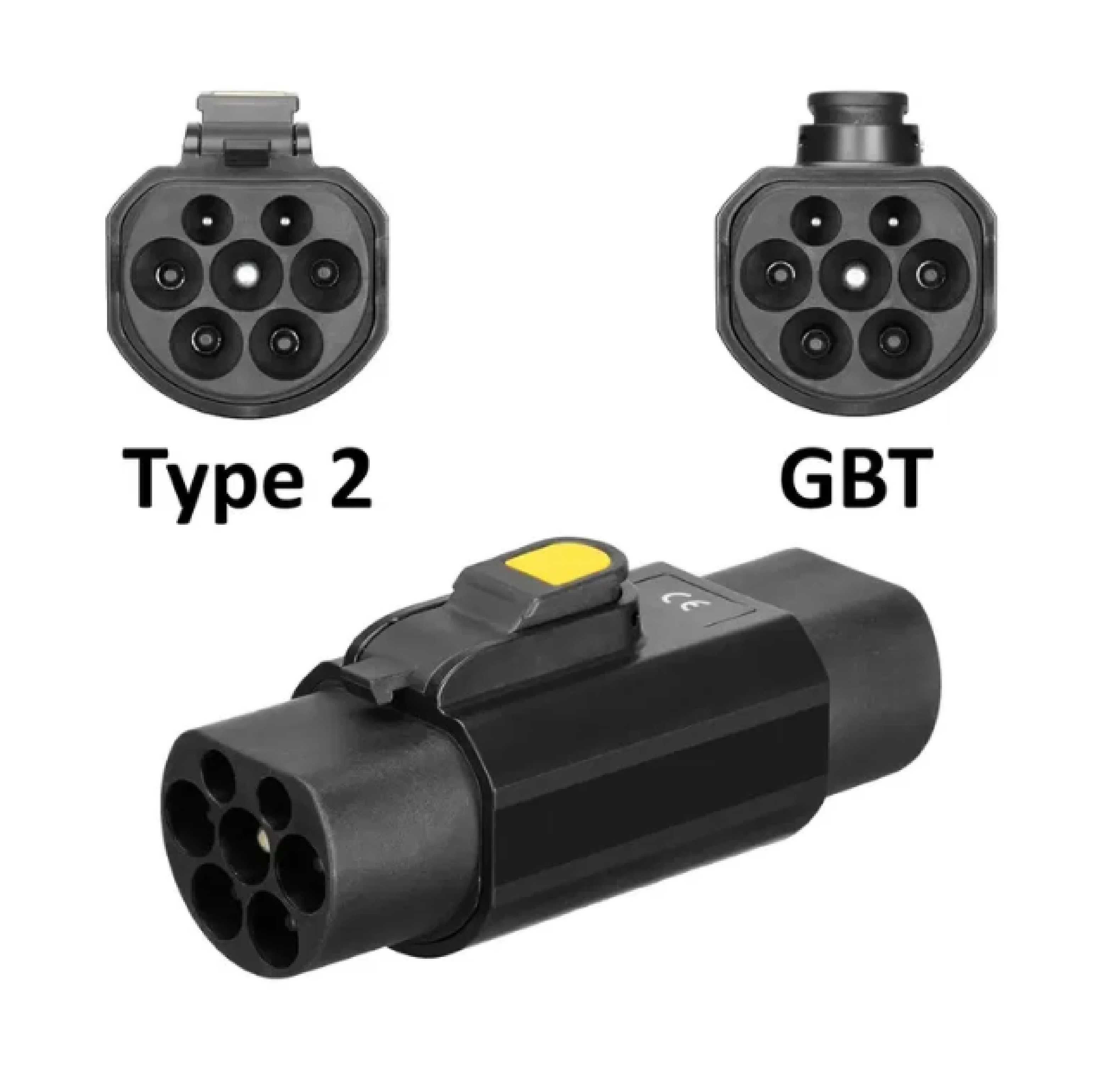 Переходник GBT(авто) на Type 2(станция) с блокировкой, 1-3 ф, 22 кВт\ч