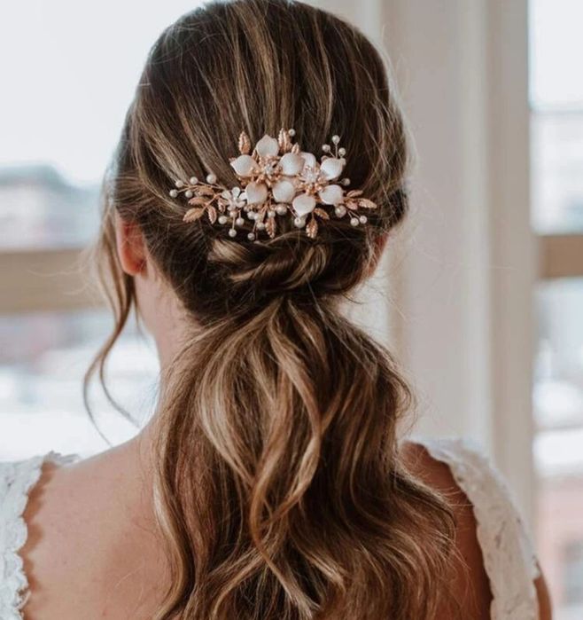 Toucado floral rosa gold