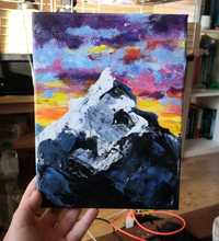 Obraz góry Ręcznie malowany akryl na płótnie krajobraz art handmade
