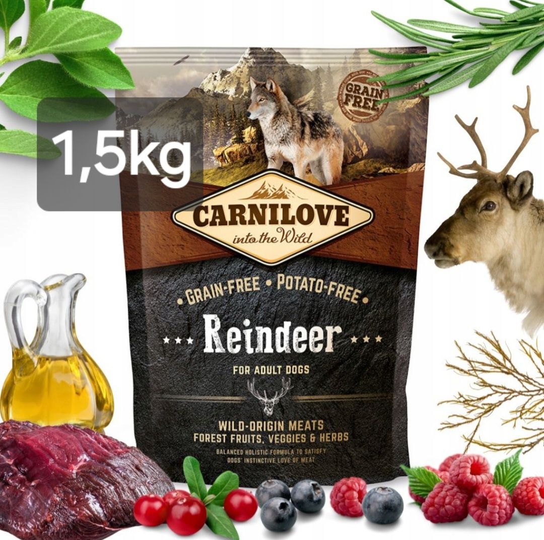 Carnilove 1,5kg + Gratis, Reindeer Renifer Pokarm dla Psa Adult