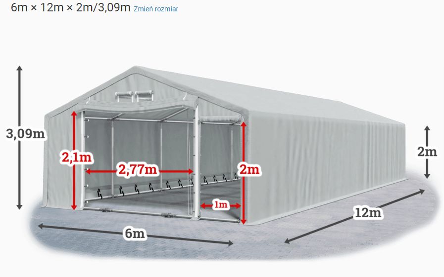 Namiot magazynowy hala namiotowa 6x12x2 Warsztat wiata garaż MTB