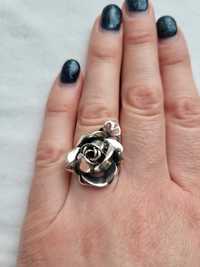 Коллекционное массивное кольцо роза, серебро 925 пробы