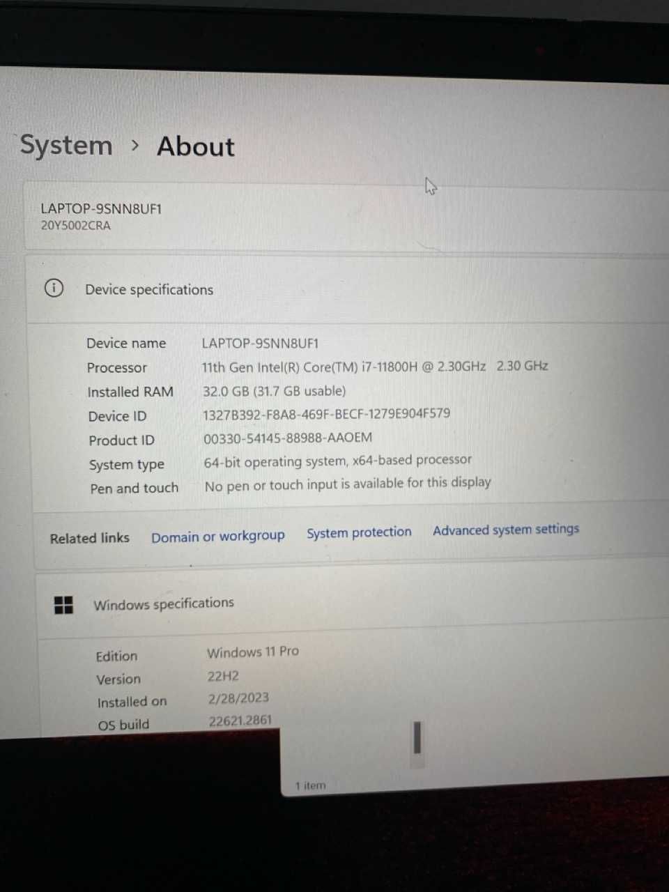 Laptop Lenovo Thinkpad X1 Extreme Gen 4 Intel Core i7 32 GB / 512 GB