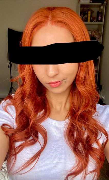 Peruka z włosów naturalnych 50 cm – kolor miedziany (Cooper