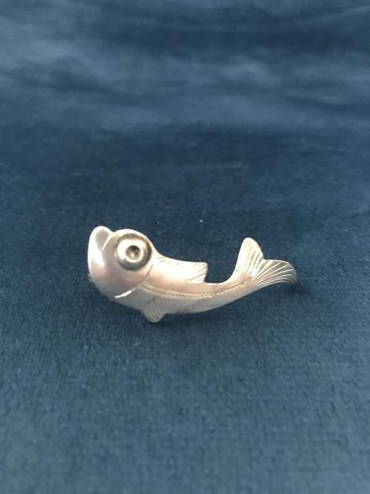 Вінтажна срібна моно сережка кліпса риба 925 проба мексика