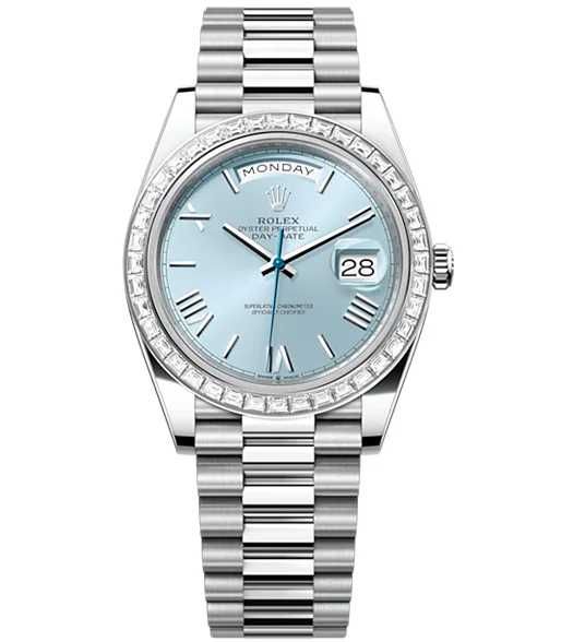 Rolex Day-Date 40 Presidential Blue dial, Diamond Bezel