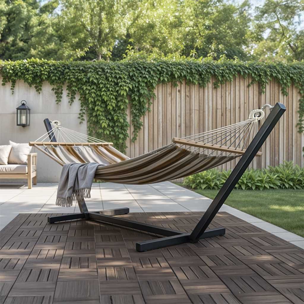 Hamak ogrodowy 2-osobowy 260x150 z drążkiem i torbą XXL