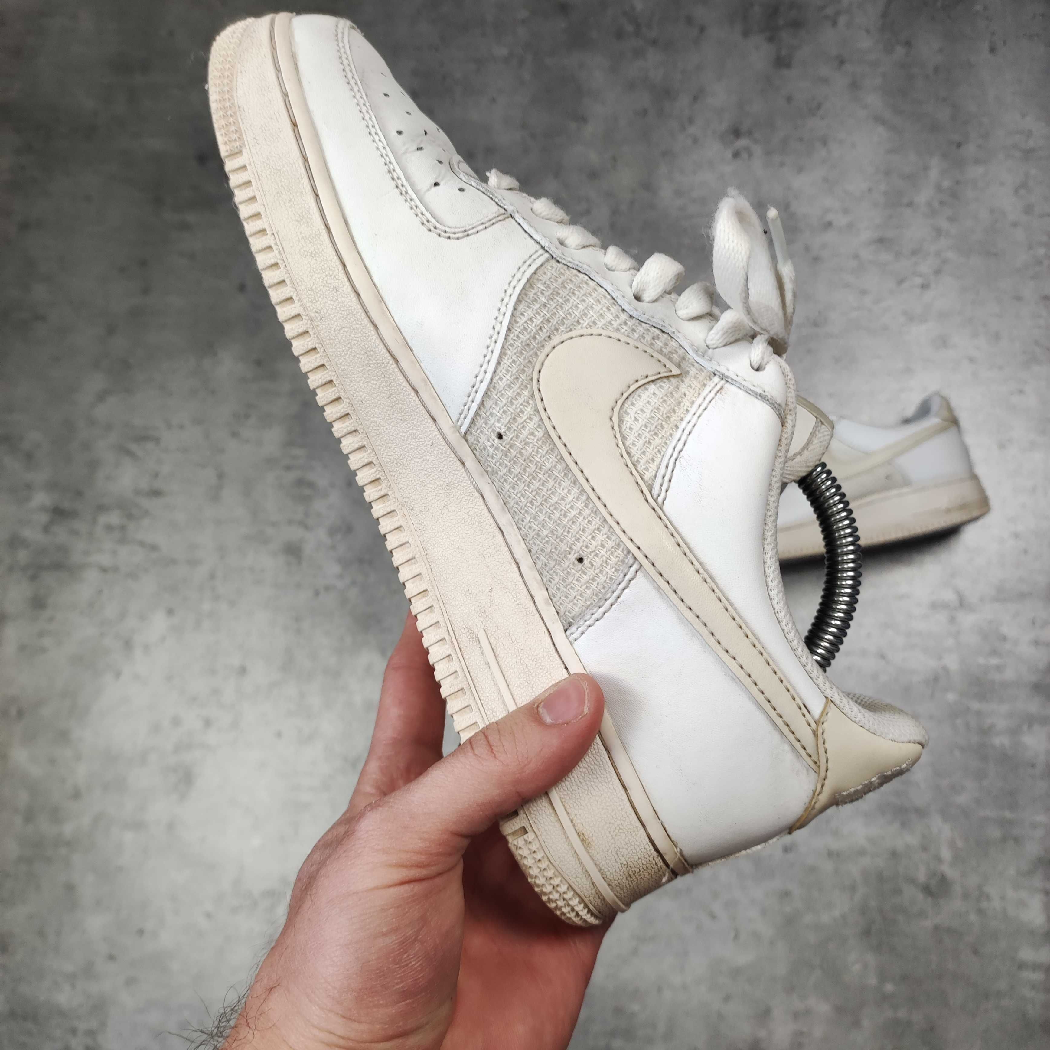 MĘSKIE Buty Sportowe Nike Air Force 1 Biało Kremowe Klasyczne Skóra