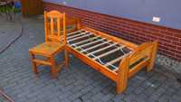 Łóżko drewniane 90x200cm krzesło