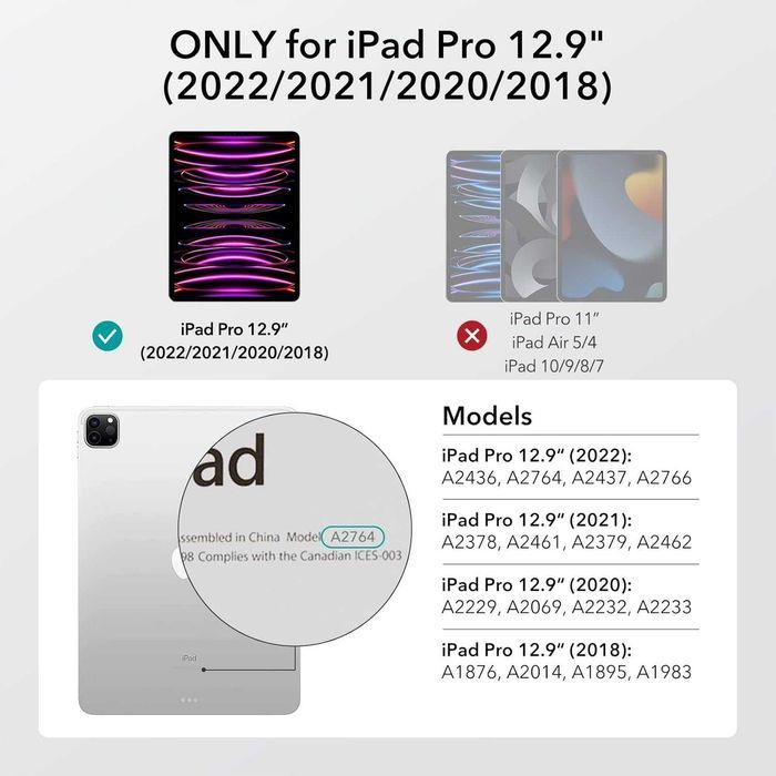 ESR Szkło hartowane do iPad Pro 12.9" 6/5/4/3 aplikator 2szt